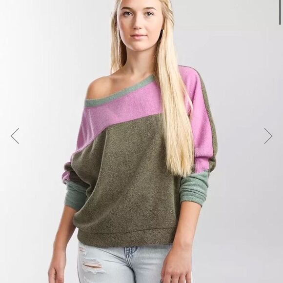 Intimately Free People Blue Monday Fleece Boho Pullover Womens Size Small - Picture 1 of 5